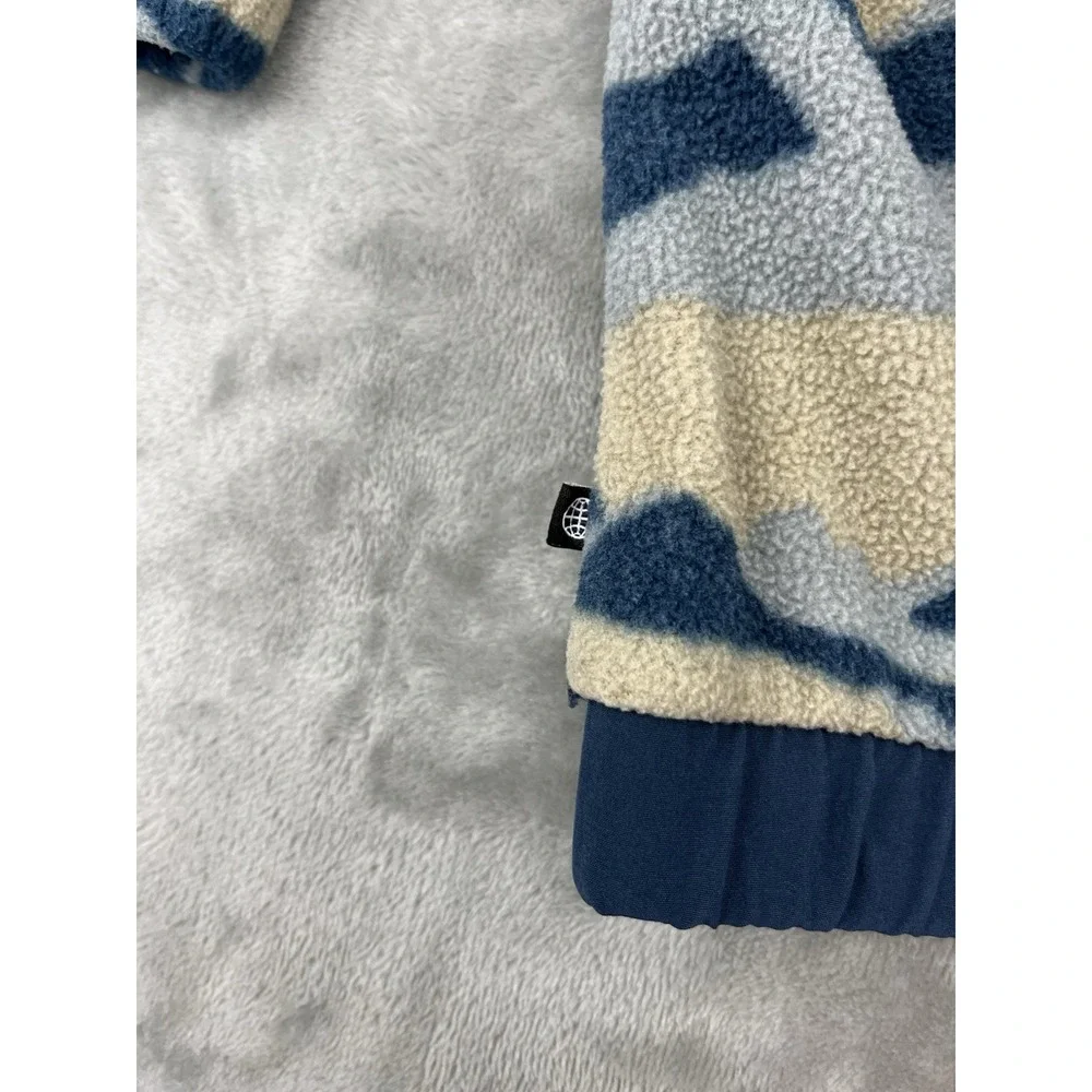 Adidas Camo Fleece Sweatshirt Men XL Blue Crew Neck Stretch Long Sleeve Pullover